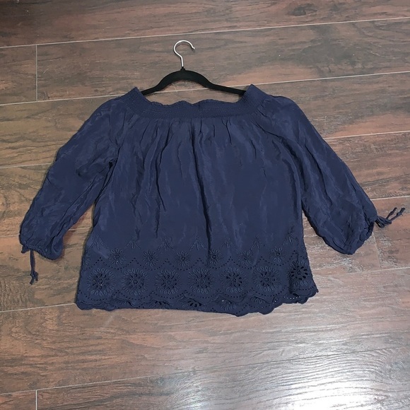 NWT Lucky Brand Off the Shoulder Embroidered Blouse, sz Extra Small - Picture 11 of 11